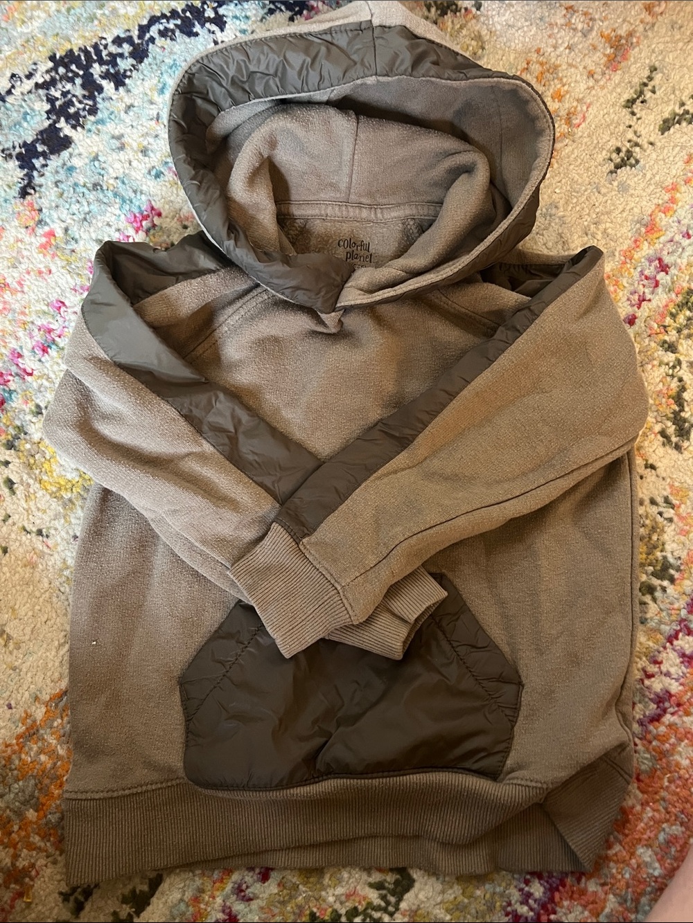Colorful Planet Olive Quilted-Pocket Hooded Sweatshirt for Kids
